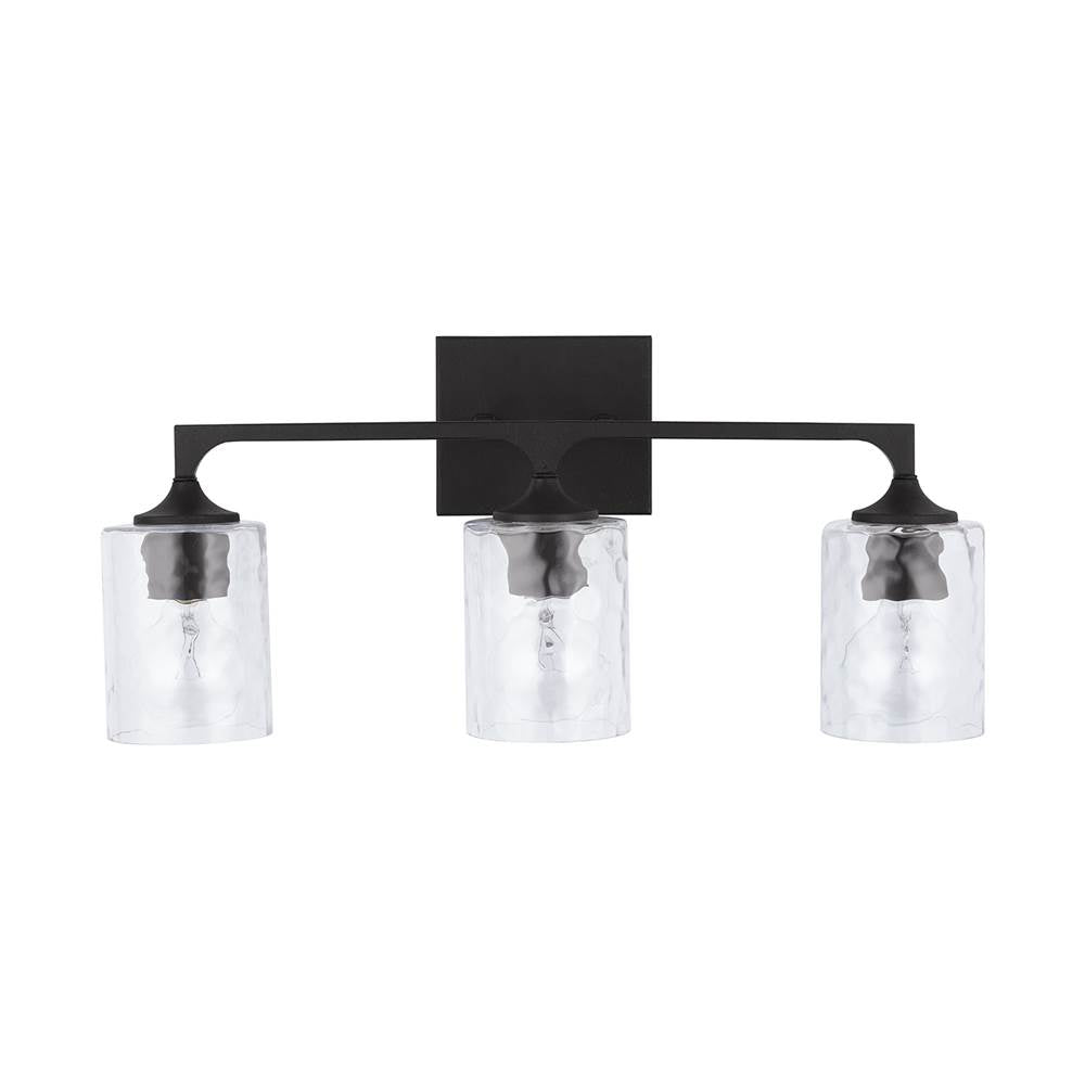 Capital Lighting 137331BI-486 Black Iron 23'' W X 10.5'' H X 6.5'' E 3-light Clear Water Glass Vanity In Black Iron Image 4