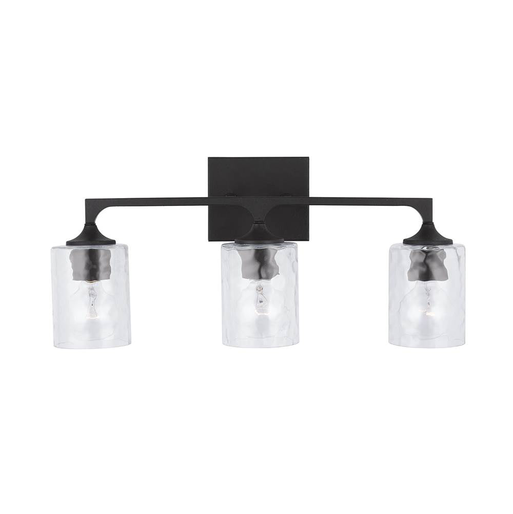 Capital Lighting 137331BI-486 Black Iron 23'' W X 10.5'' H X 6.5'' E 3-light Clear Water Glass Vanity In Black Iron Image 3