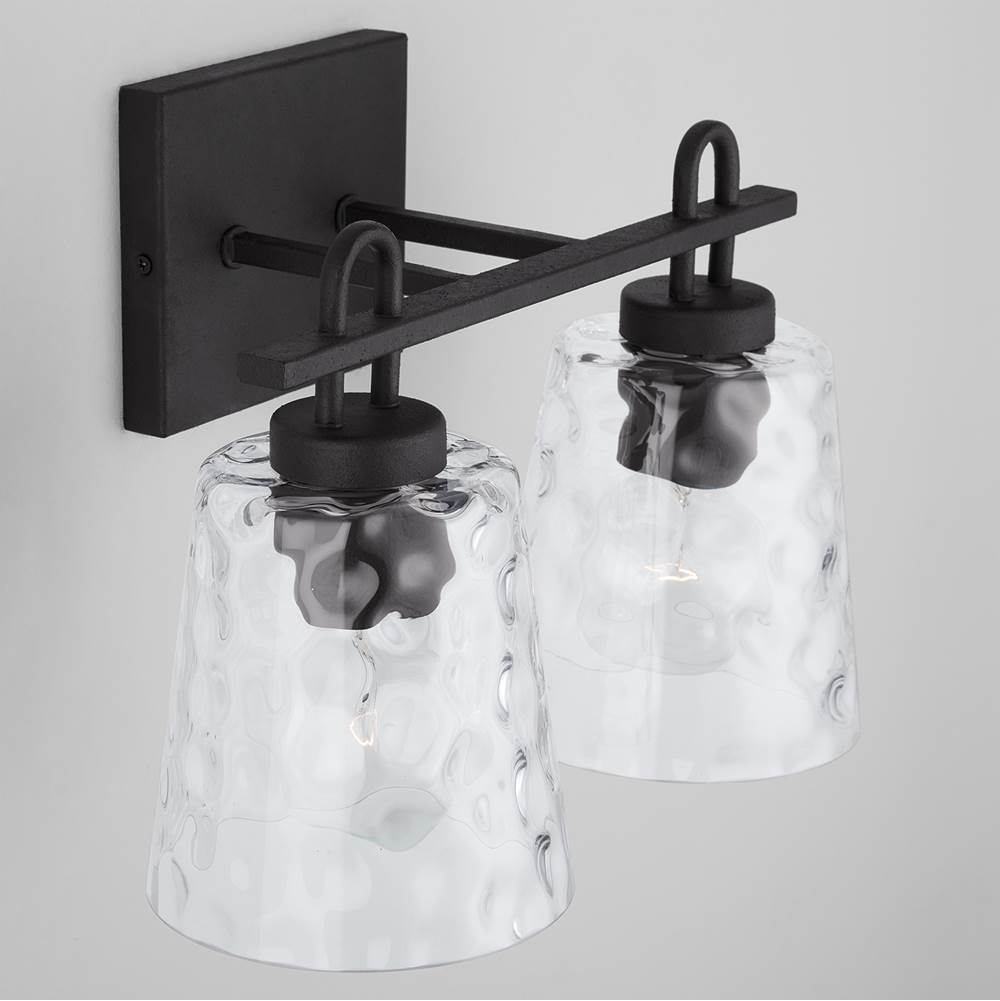 Capital Lighting Fenton 15'' W X 10.5'' H X 8'' E 2-light Vanity In Black Iron With Clear Water Glass