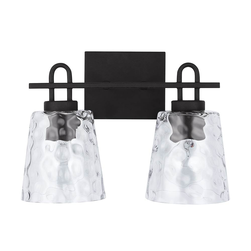 Capital Lighting 138322BI-492 Black Iron 15'' W X 10.5'' H X 8'' E 2-light Vanity In Black Iron With Clear Water Glass Image 4