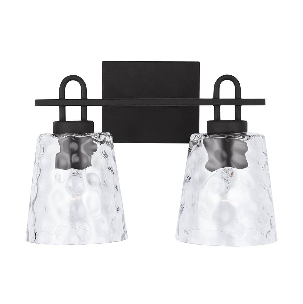Capital Lighting 138322BI-492 Black Iron 15'' W X 10.5'' H X 8'' E 2-light Vanity In Black Iron With Clear Water Glass Image 3