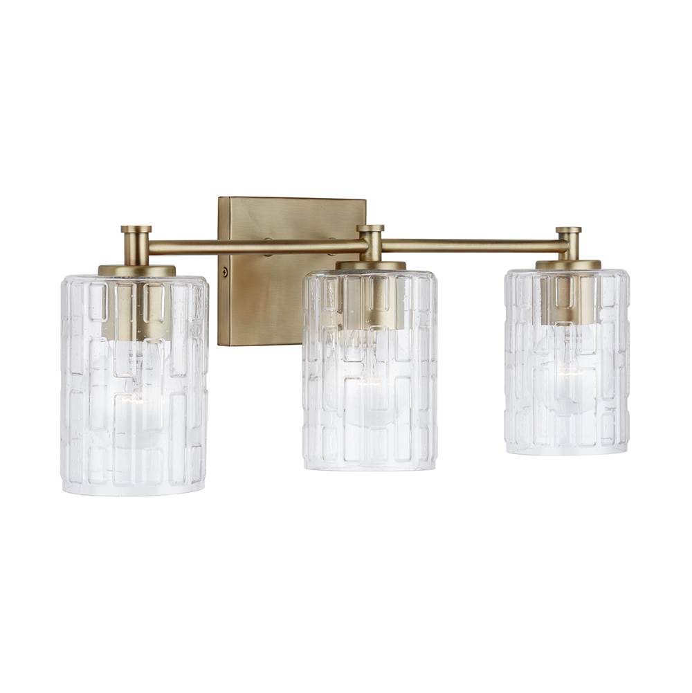 Capital Lighting 138331AD-491 Aged Brass 23'' W X 9'' H X 7'' E 3-light Seeded Embossed Glass Vanity In Aged Brass Image 1