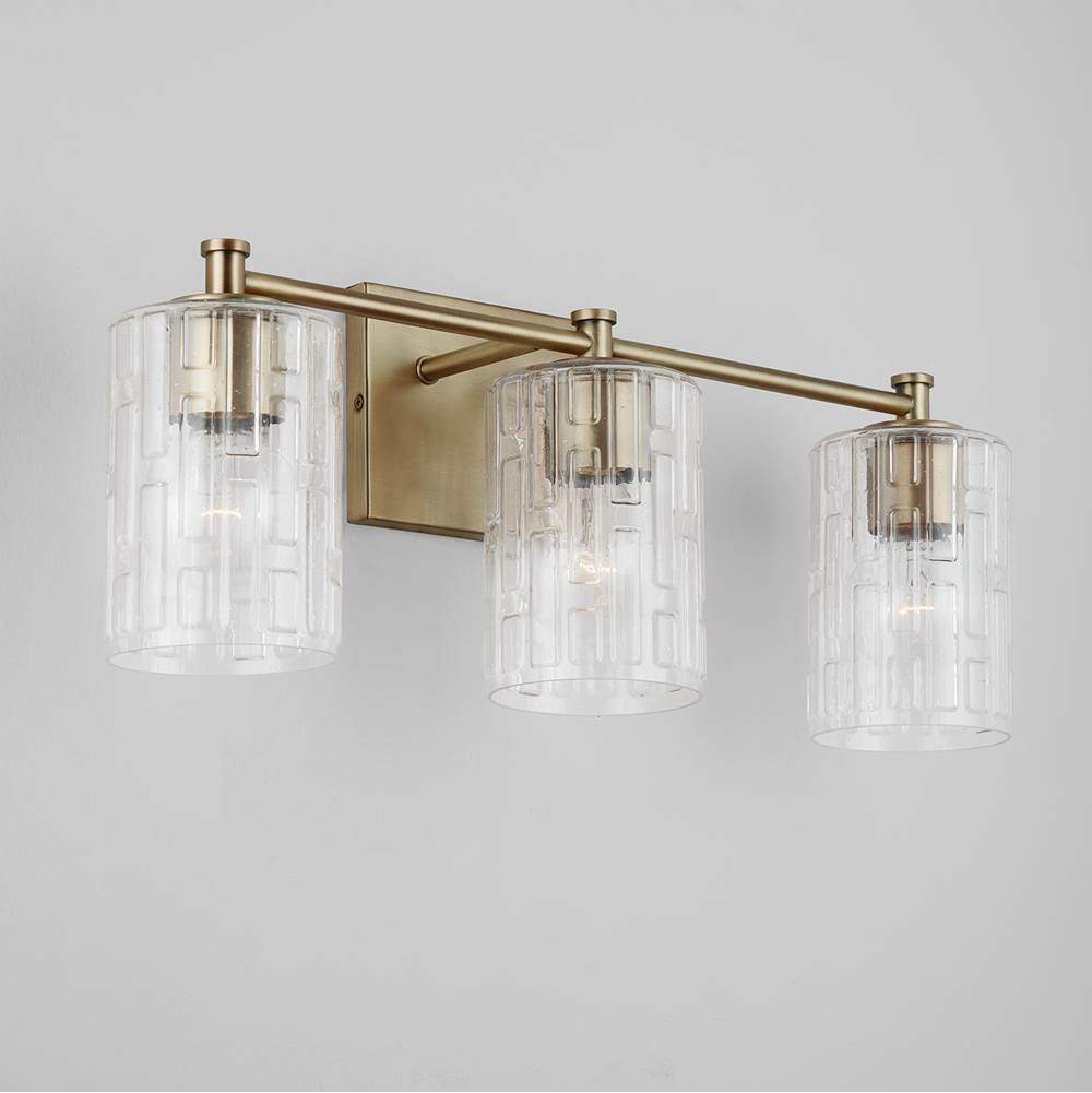 Capital Lighting 138331AD-491 Aged Brass 23'' W X 9'' H X 7'' E 3-light Seeded Embossed Glass Vanity In Aged Brass Image 5