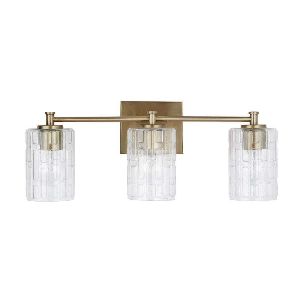 Capital Lighting 138331AD-491 Aged Brass 23'' W X 9'' H X 7'' E 3-light Seeded Embossed Glass Vanity In Aged Brass Image 4