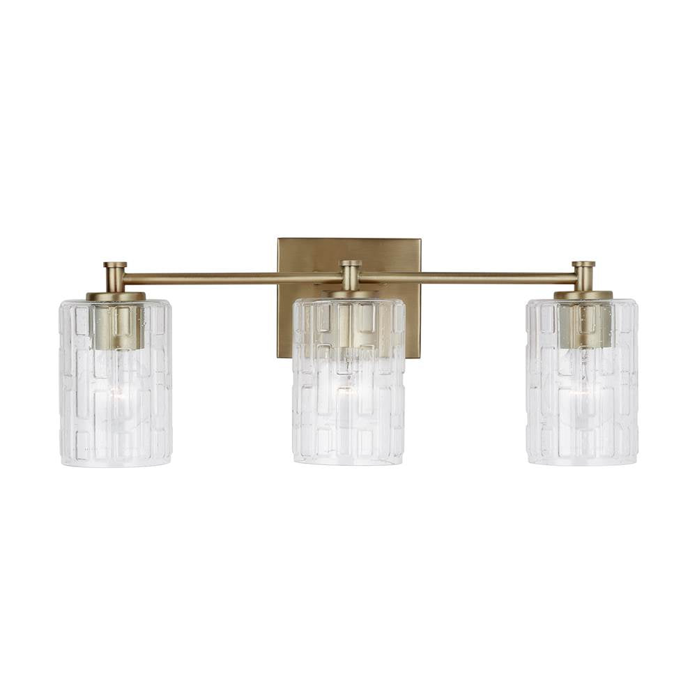 Capital Lighting 138331AD-491 Aged Brass 23'' W X 9'' H X 7'' E 3-light Seeded Embossed Glass Vanity In Aged Brass Image 3