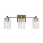 Capital Lighting 138331AD-491 Aged Brass 23'' W X 9'' H X 7'' E 3-light Seeded Embossed Glass Vanity In Aged Brass Image 3