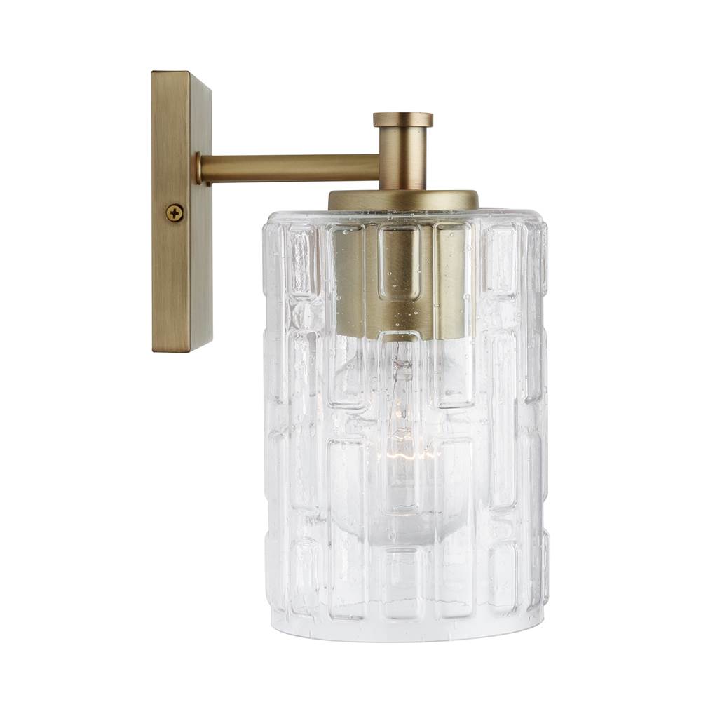 Capital Lighting 138331AD-491 Aged Brass 23'' W X 9'' H X 7'' E 3-light Seeded Embossed Glass Vanity In Aged Brass Image 2