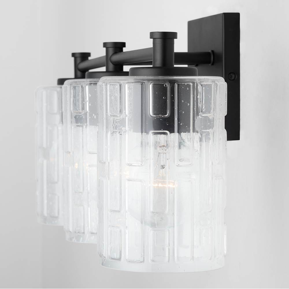 Capital Lighting Emerson 23'' W X 9'' H X 7'' E 3-light Seeded Embossed Glass Vanity In Aged Brass