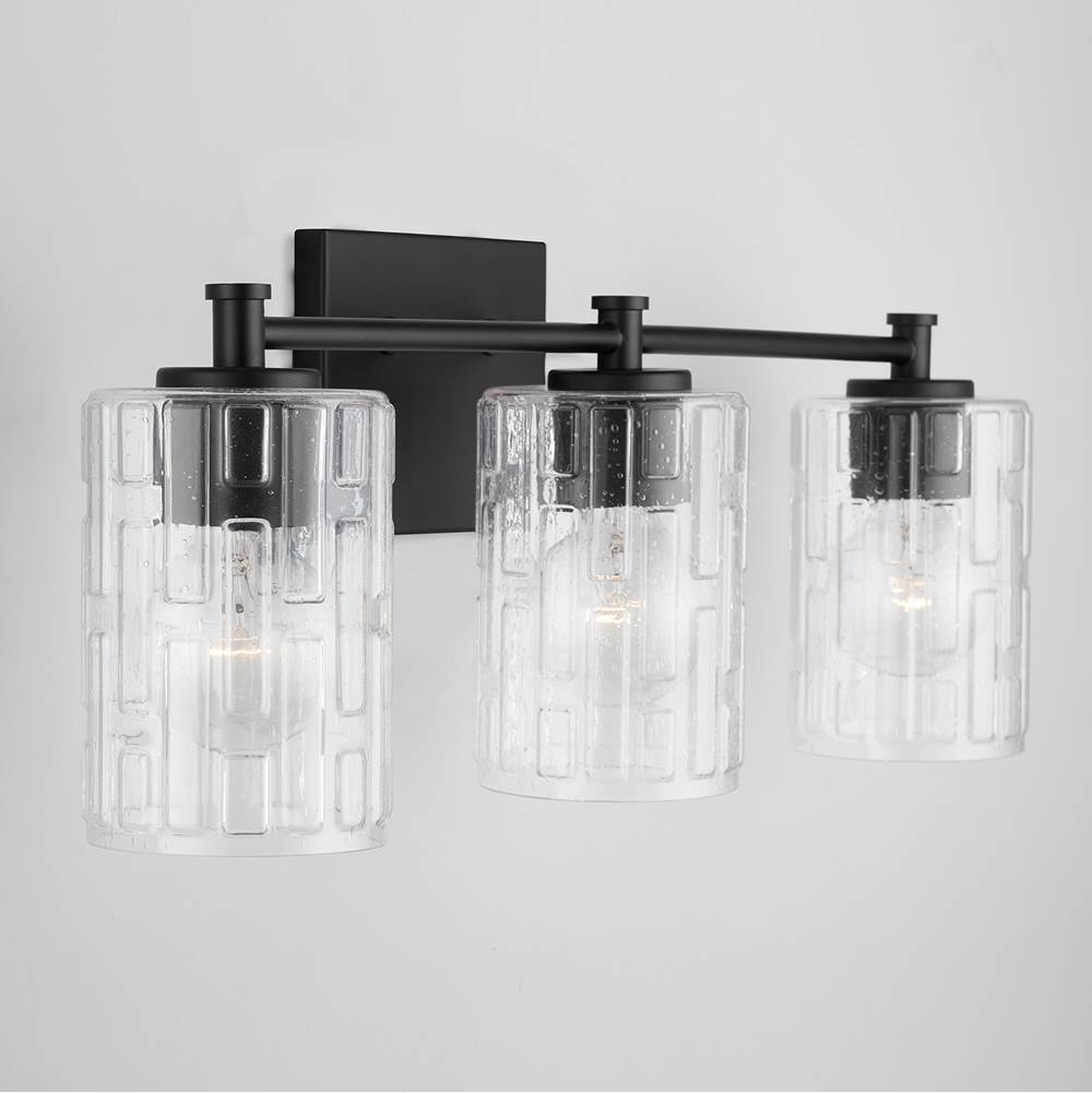 Capital Lighting 138331MB-491 Matte Black 23'' W X 9'' H X 7'' E 3-light Seeded Embossed Glass Vanity In Matte Black Image 5