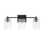 Capital Lighting 138331MB-491 Matte Black 23'' W X 9'' H X 7'' E 3-light Seeded Embossed Glass Vanity In Matte Black Image 4