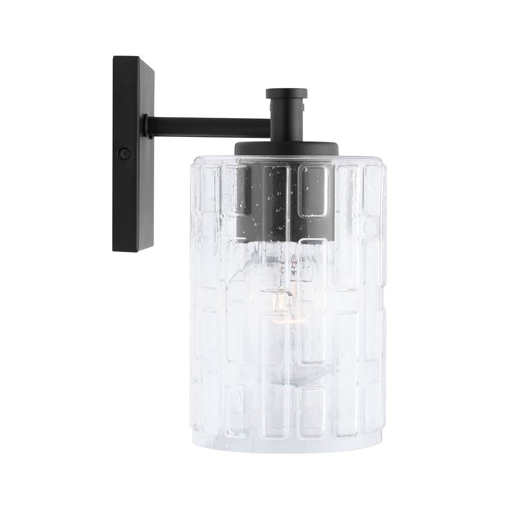 Capital Lighting 138331MB-491 Matte Black 23'' W X 9'' H X 7'' E 3-light Seeded Embossed Glass Vanity In Matte Black Image 2