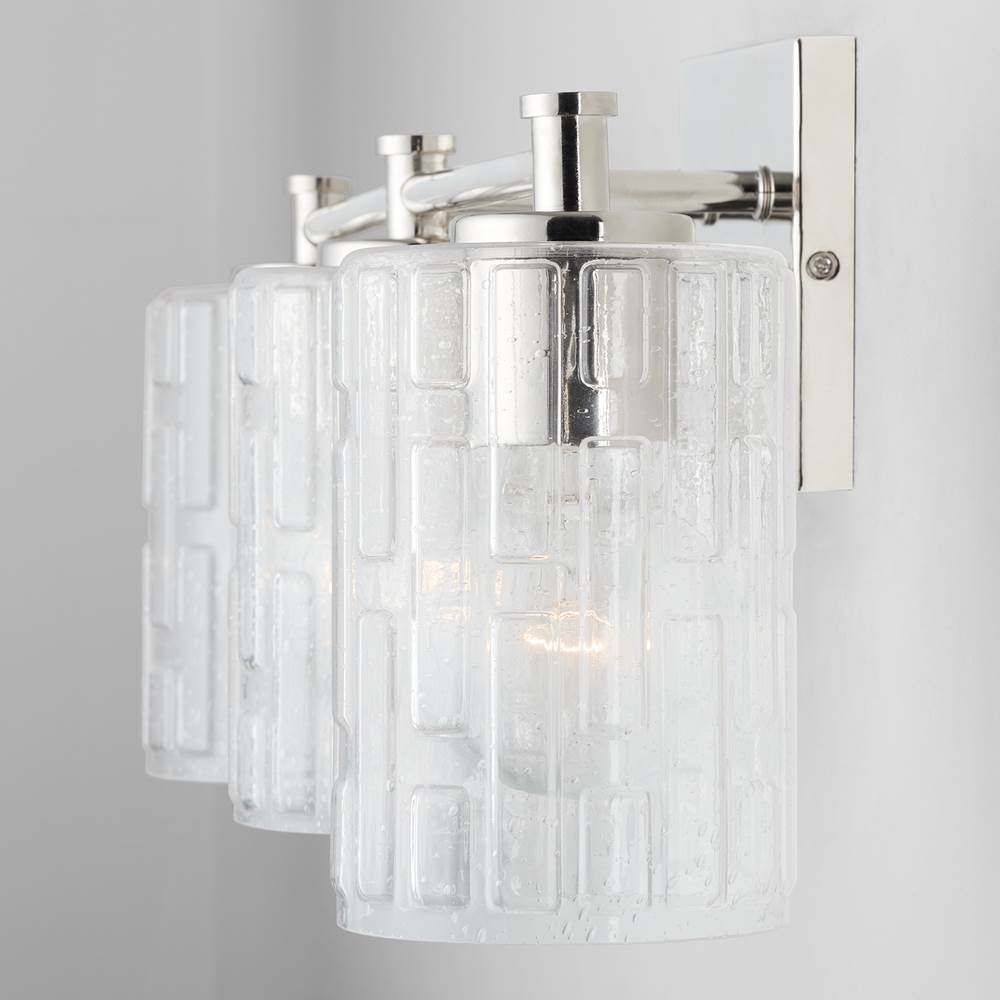 Capital Lighting Emerson 23'' W X 9'' H X 7'' E 3-light Seeded Embossed Glass Vanity In Aged Brass