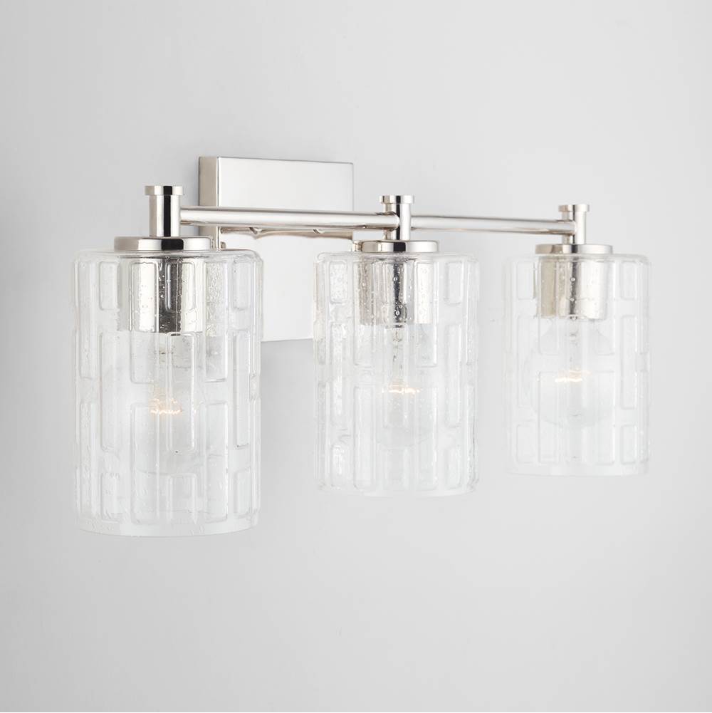 Capital Lighting 138331PN-491 Polished Nickel 23'' W X 9'' H X 7'' E 3-light Seeded Embossed Glass Vanity In Polished Nickel Image 5