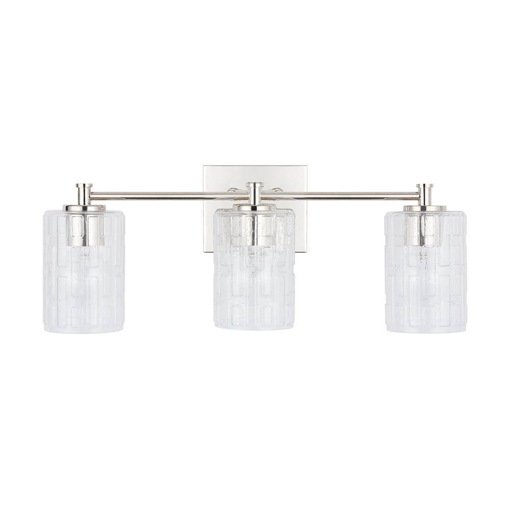 Capital Lighting 138331PN-491 Polished Nickel 23'' W X 9'' H X 7'' E 3-light Seeded Embossed Glass Vanity In Polished Nickel Image 4
