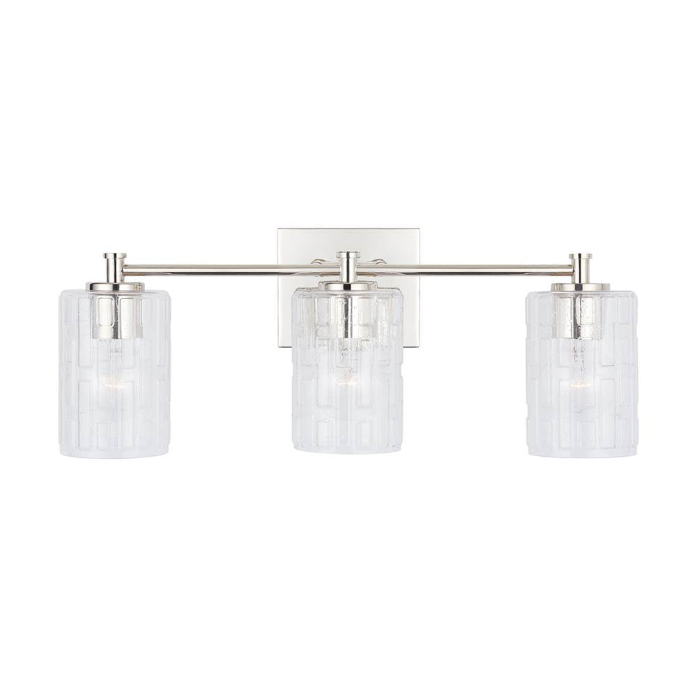 Capital Lighting 138331PN-491 Polished Nickel 23'' W X 9'' H X 7'' E 3-light Seeded Embossed Glass Vanity In Polished Nickel Image 3