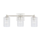 Capital Lighting 138331PN-491 Polished Nickel 23'' W X 9'' H X 7'' E 3-light Seeded Embossed Glass Vanity In Polished Nickel Image 3