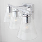 Capital Lighting Layla 24'' W X 8'' H X 8'' E 3-light Vanity In Chrome With Clear Embossed Spiral Glass Shades