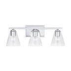 Capital Lighting 138333CH-493 Chrome 24'' W X 8'' H X 8'' E 3-light Vanity In Chrome With Clear Embossed Spiral Glass Shades Image 3