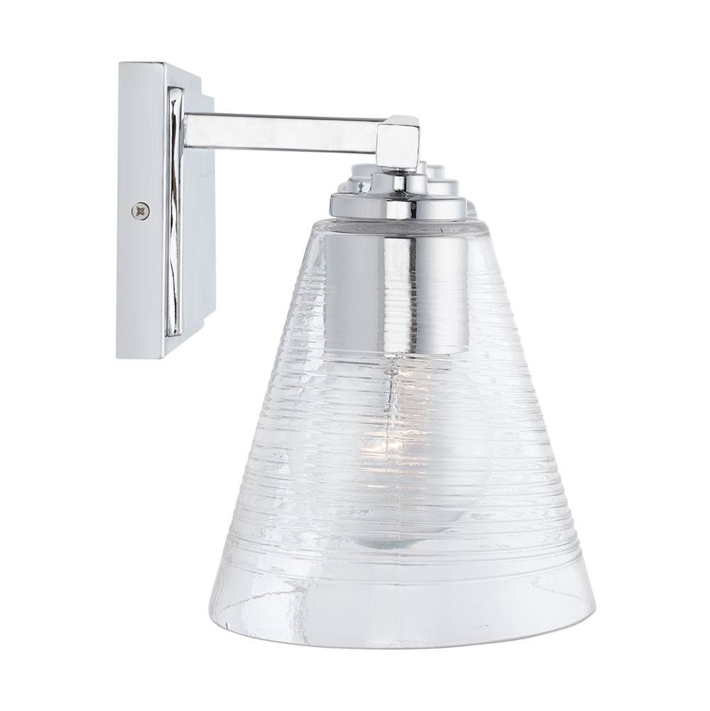 Capital Lighting 138333CH-493 Chrome 24'' W X 8'' H X 8'' E 3-light Vanity In Chrome With Clear Embossed Spiral Glass Shades Image 2