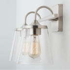 Capital Lighting Jayne 15'' W X 10.5'' H X 9'' E 2-light Vanity In Aged Brass With Clear Seeded Cone Glass Shades