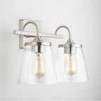 Capital Lighting 139122BN-496 Brushed Nickel 15'' W X 10.5'' H X 9'' E 2-light Vanity In Brushed Nickel With Clear Seeded Cone Glass Shades Image 5