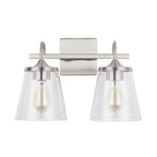 Capital Lighting 139122BN-496 Brushed Nickel 15'' W X 10.5'' H X 9'' E 2-light Vanity In Brushed Nickel With Clear Seeded Cone Glass Shades Image 4