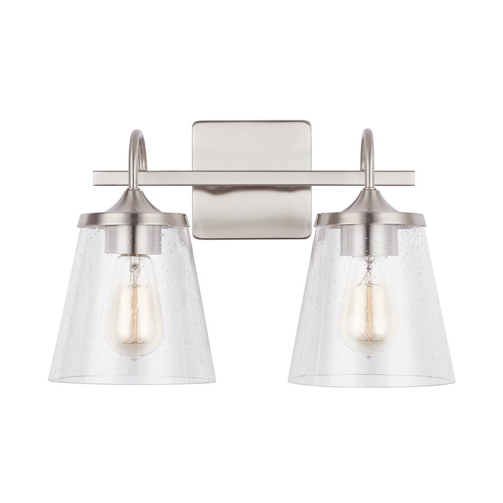 Capital Lighting 139122BN-496 Brushed Nickel 15'' W X 10.5'' H X 9'' E 2-light Vanity In Brushed Nickel With Clear Seeded Cone Glass Shades Image 3