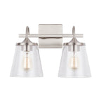 Capital Lighting 139122BN-496 Brushed Nickel 15'' W X 10.5'' H X 9'' E 2-light Vanity In Brushed Nickel With Clear Seeded Cone Glass Shades Image 3