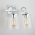 Capital Lighting 139122CH-496 Chrome 15'' W X 10.5'' H X 9'' E 2-light Vanity In Chrome With Clear Seeded Cone Glass Shades Image 5