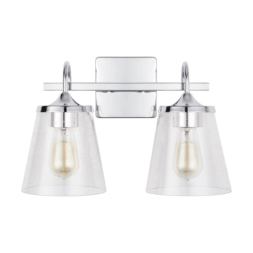 Capital Lighting 139122CH-496 Chrome 15'' W X 10.5'' H X 9'' E 2-light Vanity In Chrome With Clear Seeded Cone Glass Shades Image 4