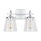 Capital Lighting 139122CH-496 Chrome 15'' W X 10.5'' H X 9'' E 2-light Vanity In Chrome With Clear Seeded Cone Glass Shades Image 4