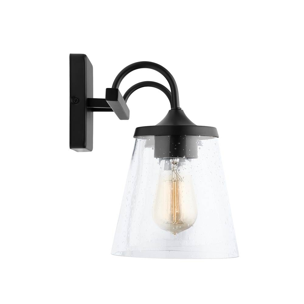 Capital Lighting 139122MB-496 Matte Black 15'' W X 10.5'' H X 9'' E 2-light Vanity In Matte Black With Clear Seeded Cone Glass Shades Image 2