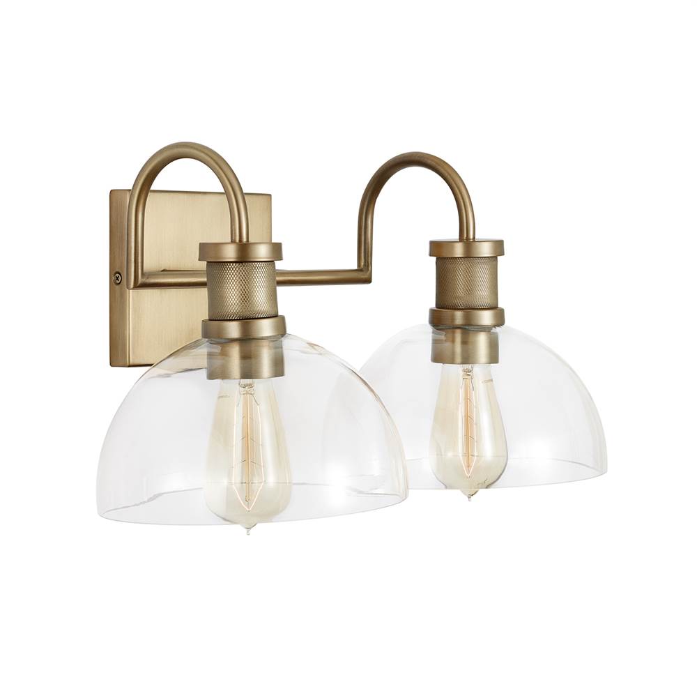 Capital Lighting 139123AD-497 Aged Brass 17.5'' W X 9'' H X 10.5'' E 2-light Vanity In Aged Brass With Clear Glass Dome Shades Image 1