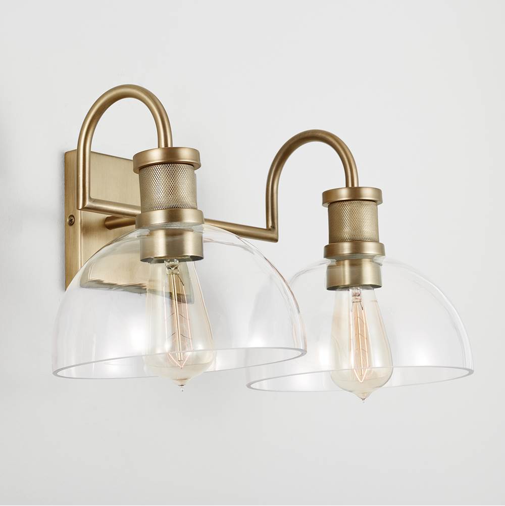 Capital Lighting 139123AD-497 Aged Brass 17.5'' W X 9'' H X 10.5'' E 2-light Vanity In Aged Brass With Clear Glass Dome Shades Image 5