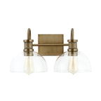 Capital Lighting 139123AD-497 Aged Brass 17.5'' W X 9'' H X 10.5'' E 2-light Vanity In Aged Brass With Clear Glass Dome Shades Image 4