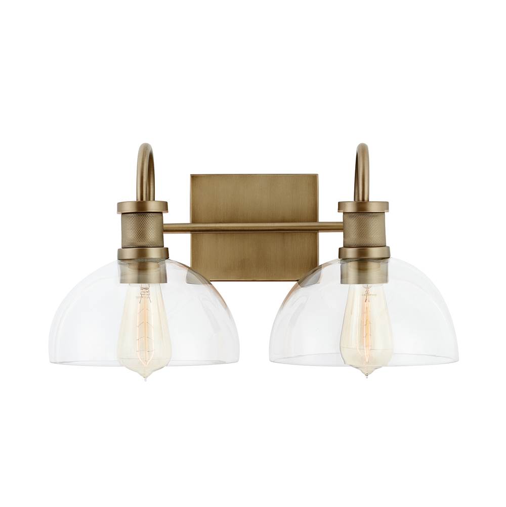 Capital Lighting 139123AD-497 Aged Brass 17.5'' W X 9'' H X 10.5'' E 2-light Vanity In Aged Brass With Clear Glass Dome Shades Image 3