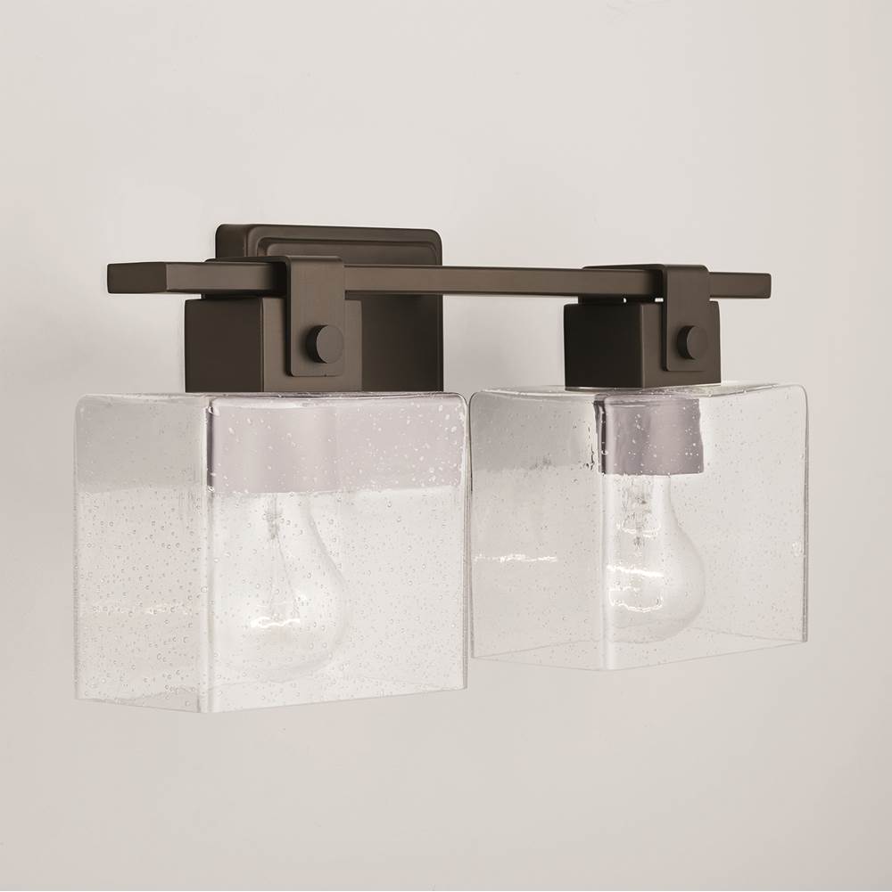Capital Lighting 139124OR-498 Oil Rubbed Bronze 15.5'' W X 8'' H X 6'' E 2-light Vanity In Oil Rubbed Bronze With Clear Seeded Glass Rectangular Shades - Barn Door Farmhouse Style Image 5