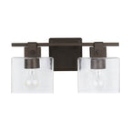 Capital Lighting 139124OR-498 Oil Rubbed Bronze 15.5'' W X 8'' H X 6'' E 2-light Vanity In Oil Rubbed Bronze With Clear Seeded Glass Rectangular Shades - Barn Door Farmhouse Style Image 4