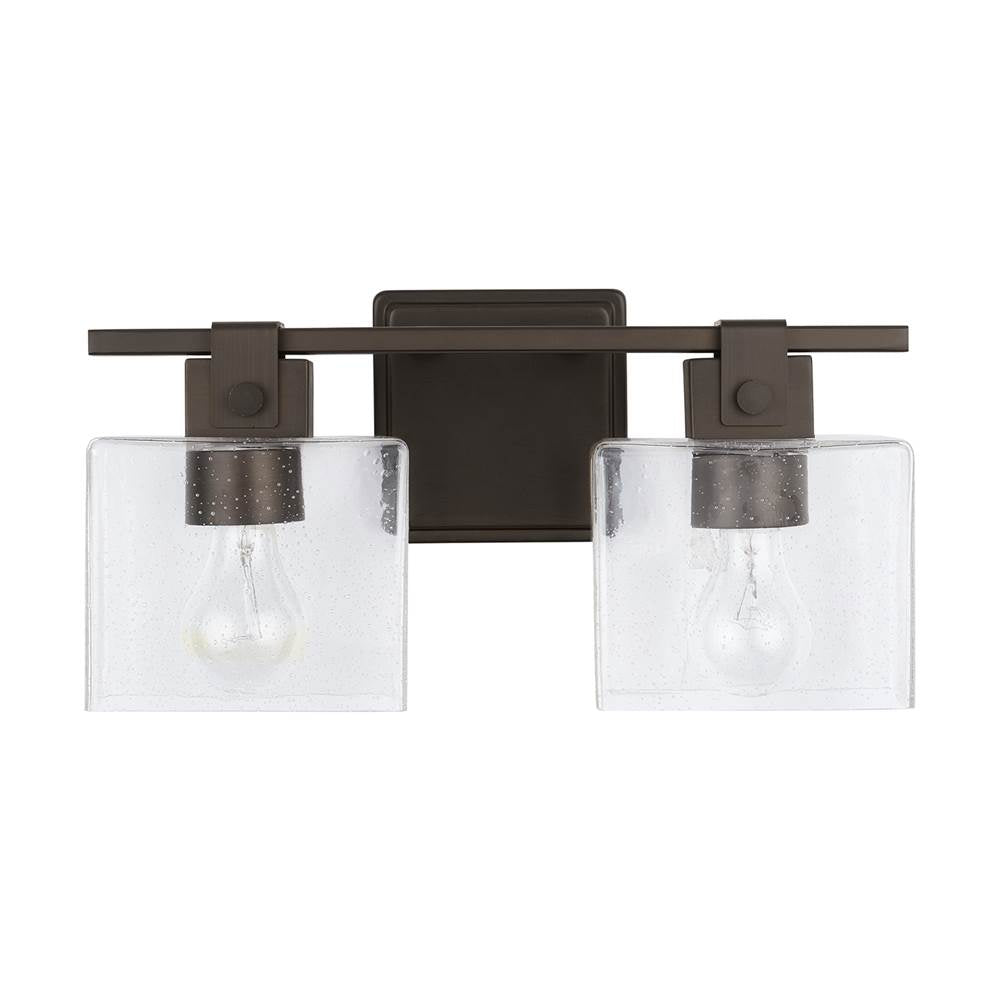Capital Lighting 139124OR-498 Oil Rubbed Bronze 15.5'' W X 8'' H X 6'' E 2-light Vanity In Oil Rubbed Bronze With Clear Seeded Glass Rectangular Shades - Barn Door Farmhouse Style Image 4