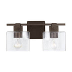 Capital Lighting 139124OR-498 Oil Rubbed Bronze 15.5'' W X 8'' H X 6'' E 2-light Vanity In Oil Rubbed Bronze With Clear Seeded Glass Rectangular Shades - Barn Door Farmhouse Style Image 3