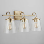 Capital Lighting 139132AD-496 Aged Brass 24'' W X 10.5'' H X 9'' E 3-light Vanity In Aged Brass With Clear Seeded Cone Glass Shades Image 6