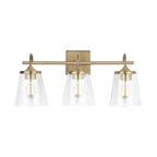Capital Lighting 139132AD-496 Aged Brass 24'' W X 10.5'' H X 9'' E 3-light Vanity In Aged Brass With Clear Seeded Cone Glass Shades Image 5