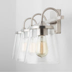 Capital Lighting Jayne 24'' W X 10.5'' H X 9'' E 3-light Vanity In Aged Brass With Clear Seeded Cone Glass Shades