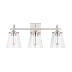 Capital Lighting 139132BN-496 Brushed Nickel 24'' W X 10.5'' H X 9'' E 3-light Vanity In Brushed Nickel With Clear Seeded Cone Glass Shades Image 4