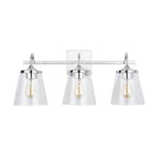 Capital Lighting 139132CH-496 Chrome 24'' W X 10.5'' H X 9'' E 3-light Vanity In Chrome With Clear Seeded Cone Glass Shades Image 4