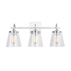 Capital Lighting 139132CH-496 Chrome 24'' W X 10.5'' H X 9'' E 3-light Vanity In Chrome With Clear Seeded Cone Glass Shades Image 3