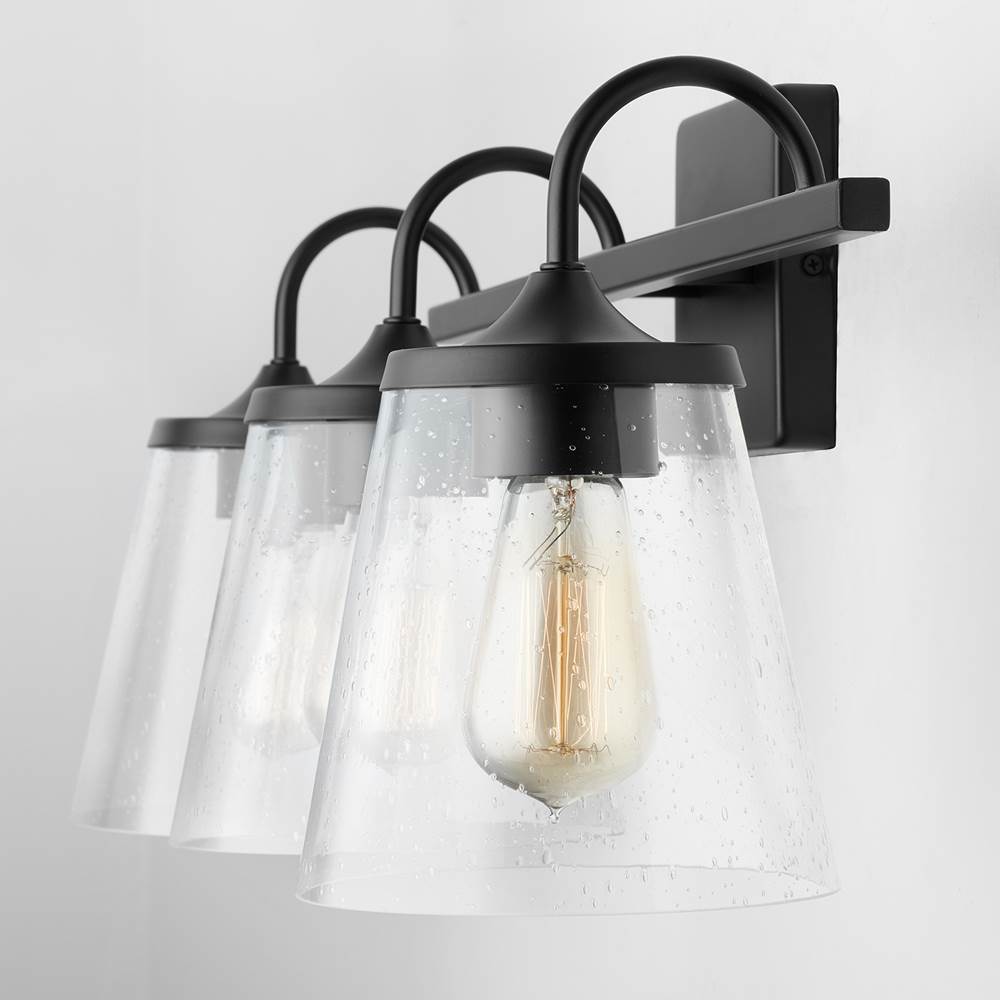 Capital Lighting Jayne 24'' W X 10.5'' H X 9'' E 3-light Vanity In Aged Brass With Clear Seeded Cone Glass Shades