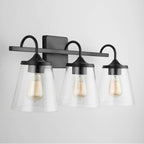 Capital Lighting 139132MB-496 Matte Black 24'' W X 10.5'' H X 9'' E 3-light Vanity In Matte Black With Clear Seeded Cone Glass Shades Image 5