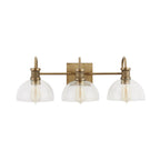Capital Lighting 139133AD-497 Aged Brass 27'' W X 9'' H X 10.5'' E 3-light Vanity In Aged Brass With Clear Glass Dome Shades Image 4