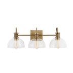 Capital Lighting 139133AD-497 Aged Brass 27'' W X 9'' H X 10.5'' E 3-light Vanity In Aged Brass With Clear Glass Dome Shades Image 3